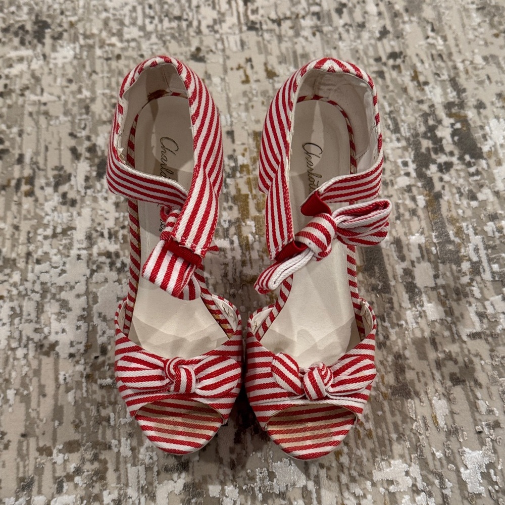 Charlotte Russe Red and White Striped Heels